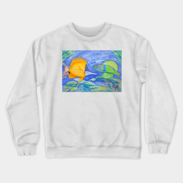 tropical fish. yellow and parrott fish. peixe papagaio Crewneck Sweatshirt by terezadelpilar